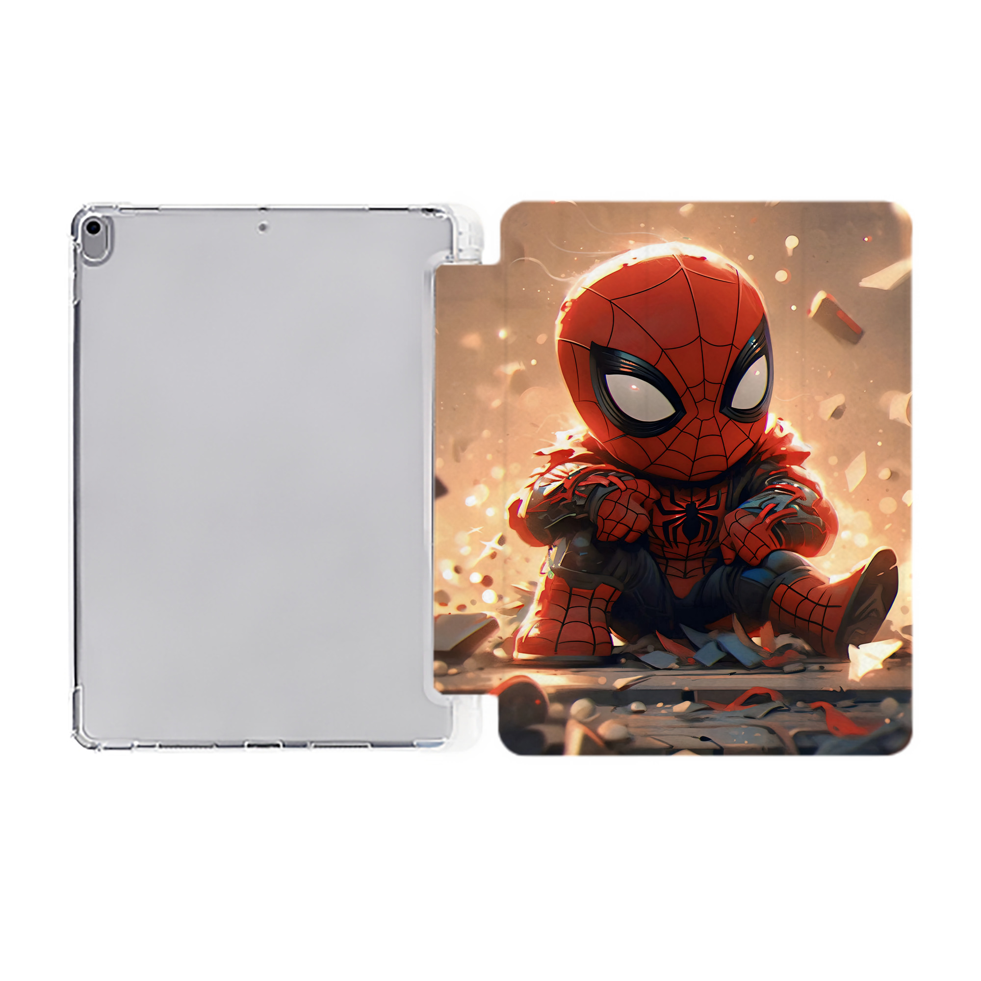 （画像用） Spider Man スパイダーマン IPad ケース ペン収納付き 三つ折りスタンド PUレザー×シリコン 対応機種9.5/10.5/10.9インチ